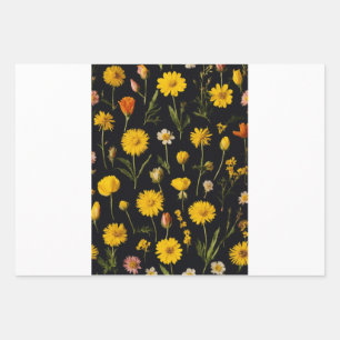 Vibrant flower print wrapping papper paper sheet