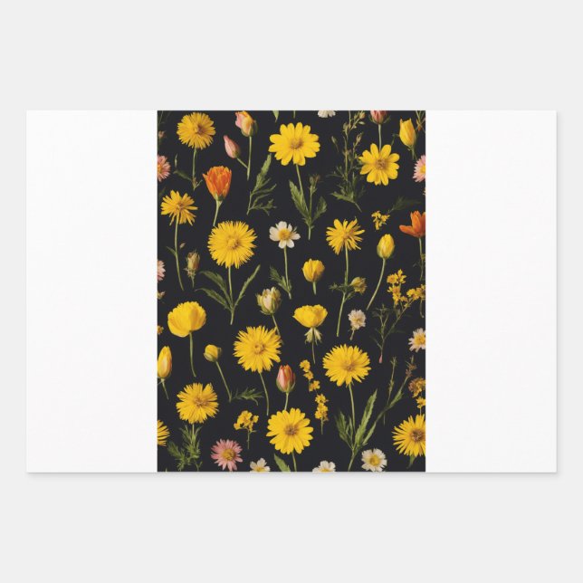Vibrant flower print wrapping papper paper sheet (Front)