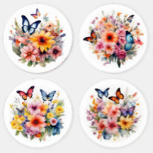 Vibrant Flowers and Butterflies Coaster Set