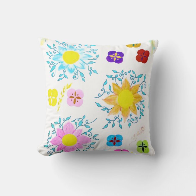 Vibrant Flowers Cushion (Front)