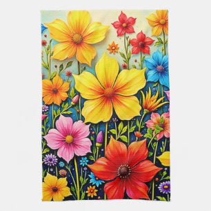 Vibrant Flowers: Garden of Joy Art Tea Towel