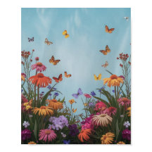 Vibrant flowers in a garden Poster