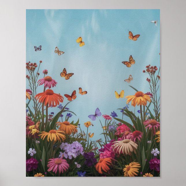 Vibrant flowers in a garden Poster (Front)