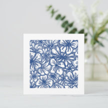 Vibrant Flowers in Blue and White Mini Art