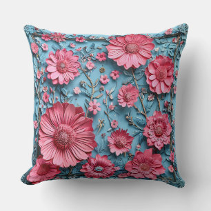 Vibrant Flowers in Intricate Design Cushion