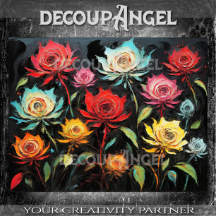 Vibrant Flowers in Modern Art -Decoupage- Tissue Paper