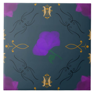 Vibrant Flowers in Purple - home decor accent room Ceramic Tile