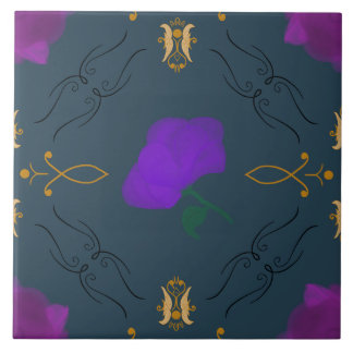 Vibrant Flowers in Purple - home decor accent room Ceramic Tile