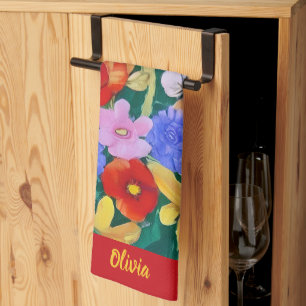 Vibrant Flowers Kitchen Towels