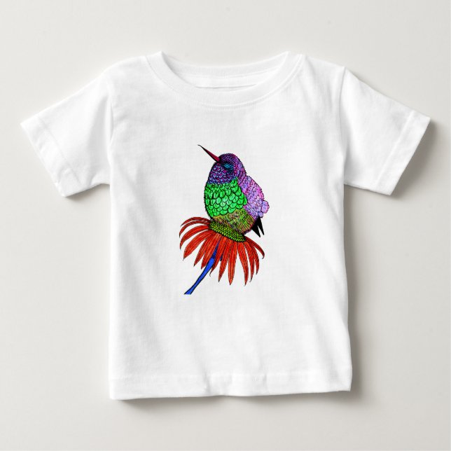 Vibrant Fluffy Baby Hummingbird Baby T-Shirt (Front)
