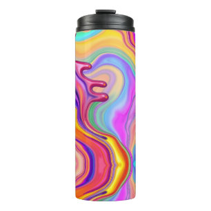 Vibrant Fluid Marble Abstract Thermal Tumbler