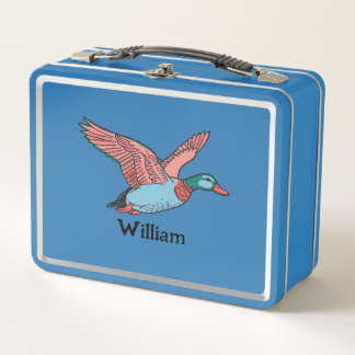 Vibrant Flying Duck Illustration Metal Lunch Box