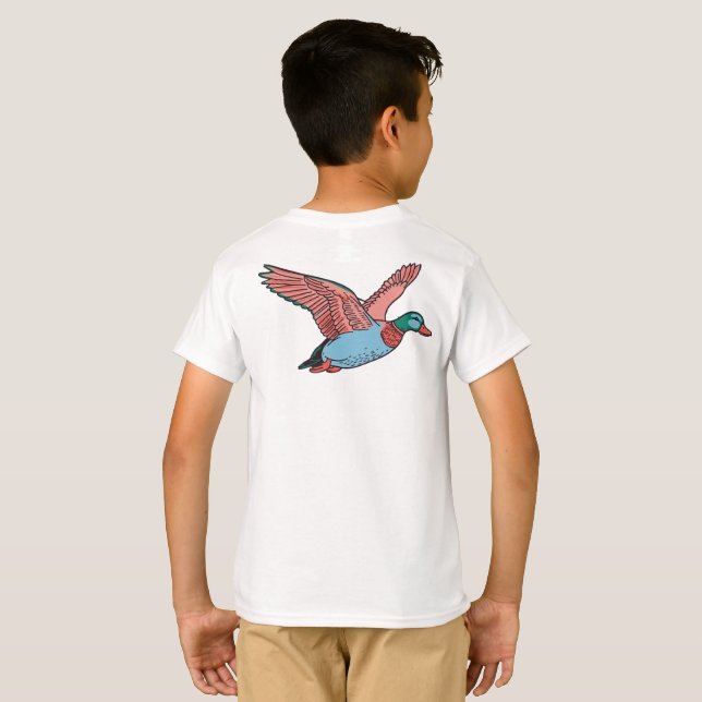Vibrant Flying Duck Illustration T-Shirt (Back Full)