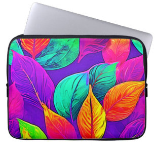 Vibrant Foliage: Cartoon Neon  Laptop Sleeve