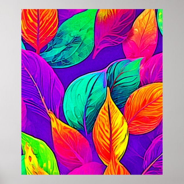 Vibrant Foliage: Cartoon Neon  Poster (Front)