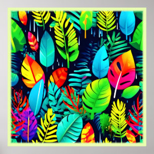 Vibrant Foliage Drizzle Art Poster