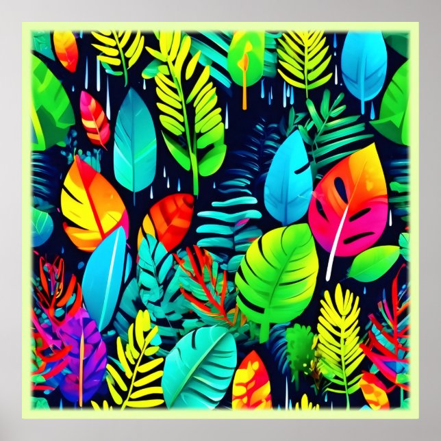 Vibrant Foliage Drizzle Art Poster (Front)