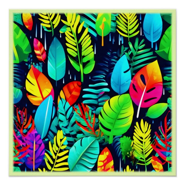 Vibrant Foliage Drizzle Art Poster (Front)