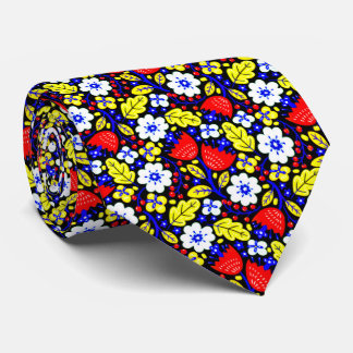 Vibrant Folk Floral Garden Neck Tie