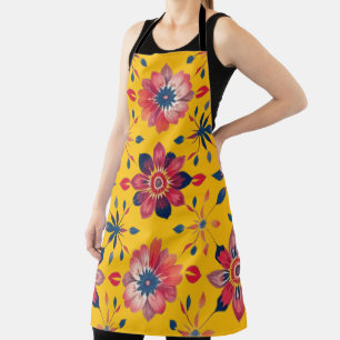Vibrant Folk Floral Mosaic Apron