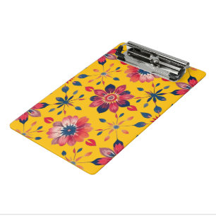 Vibrant Folk Floral Mosaic Mini Clipboard