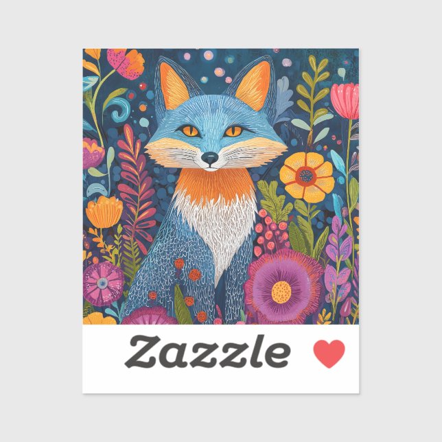 Vibrant Fox Dot Art Amidst Lush Flora (Sheet)