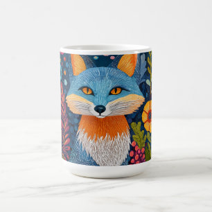 Vibrant Fox Dot Art Amidst Lush Flora Coffee Mug