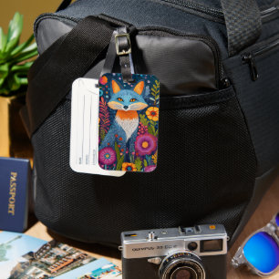 Vibrant Fox Dot Art Amidst Lush Flora Luggage Tag