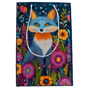 Vibrant Fox Dot Art Amidst Lush Flora Medium Gift Bag