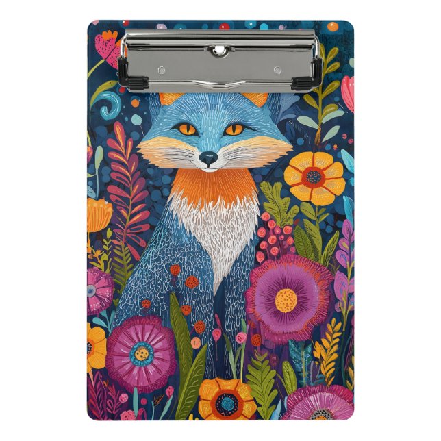 Vibrant Fox Dot Art Amidst Lush Flora Mini Clipboard (Front)