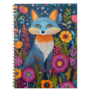 Vibrant Fox Dot Art Amidst Lush Flora Notebook