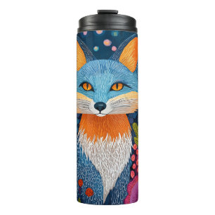 Vibrant Fox Dot Art Amidst Lush Flora Thermal Tumbler