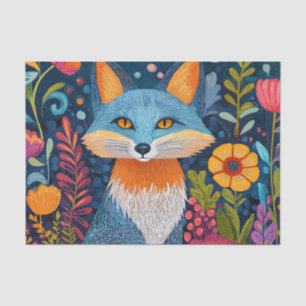 Vibrant Fox Dot Art Amidst Lush Flora Tissue Paper