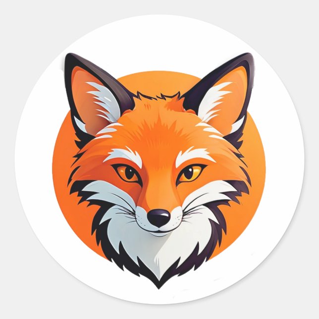 Vibrant Fox Head Classic Round Sticker (Front)