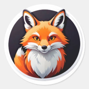 Vibrant Fox Head Classic Round Sticker