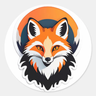 Vibrant Fox Head Classic Round Sticker