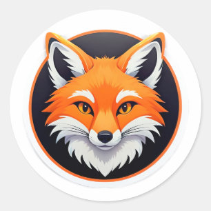 Vibrant Fox Head Classic Round Sticker