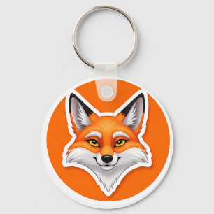 Vibrant Fox Head Key Ring