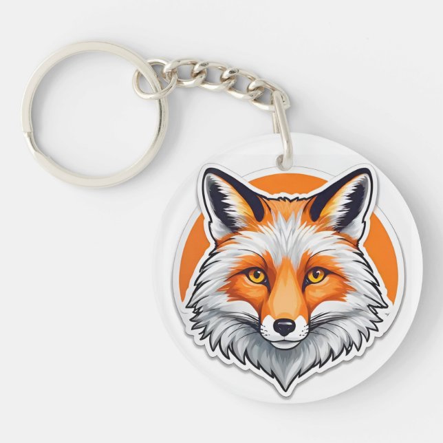 Vibrant Fox Head Key Ring (Front)