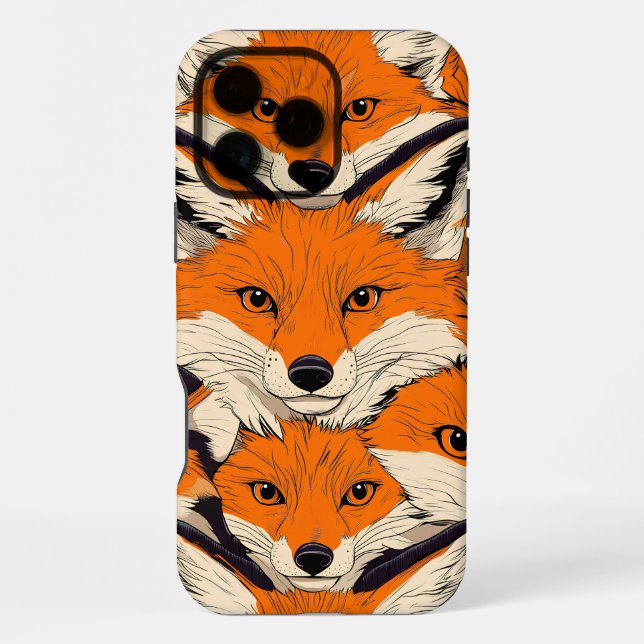 Vibrant Fox Pattern: A Captivating Wildlife Design iPhone Case (Back)