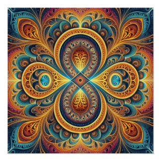 Vibrant Fractal Art Jigsaw Puzzle Poster