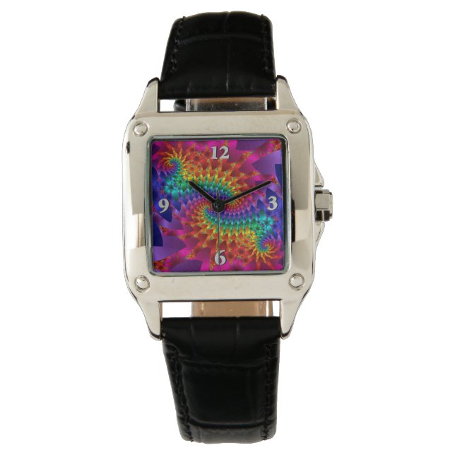 Vibrant Fractal Dragons Watch (Front)