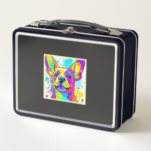 Vibrant Frenchie Bulldog Puppy Art Metal Lunch Box