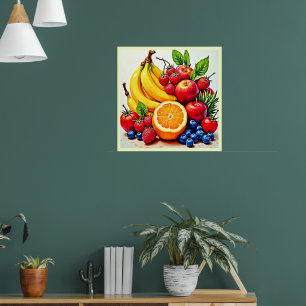 Vibrant Fresh Fruit Delight Design Poster