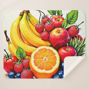 Vibrant Fresh Fruit Delight Design Sherpa Blanket