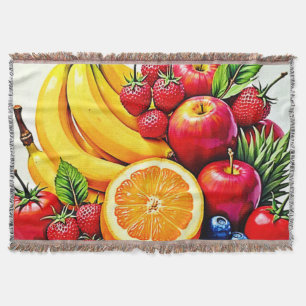 Vibrant Fresh Fruit Delight Design Throw Blanket