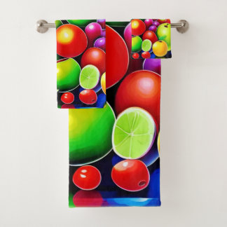 Vibrant Fruit Medley Art Bath Towel Set