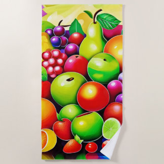 Vibrant Fruit Medley Art Beach Towel