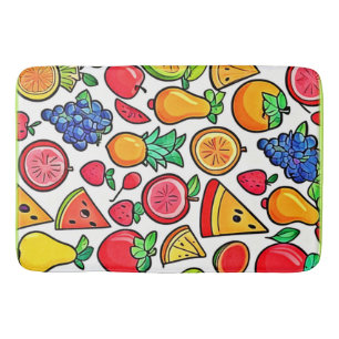 Vibrant Fruit Pattern Bath Mat