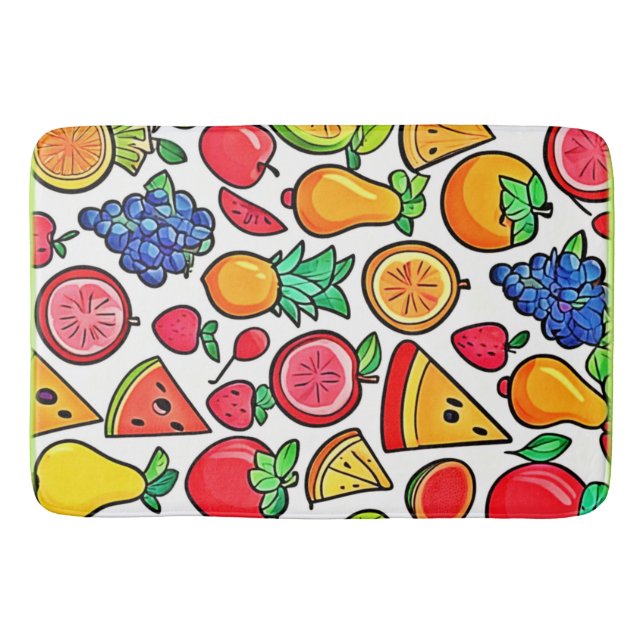 Vibrant Fruit Pattern Bath Mat (Front)